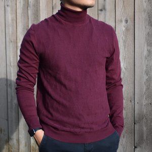 Alfani Maroon Crossknit Turtleneck